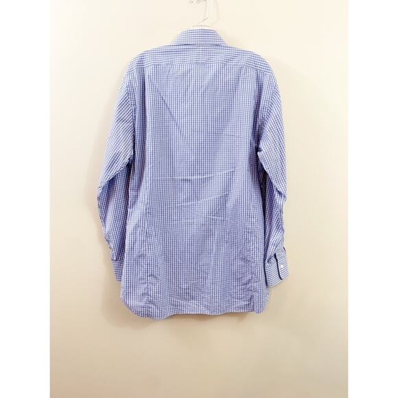 POLO Ralph Lauren Slim Fit Stretch Poplin Plaid Blue/White Button Down Shirt - Picture 6 of 6